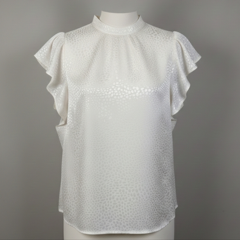NWT Nine West White Ruffle Sleeve Top XL